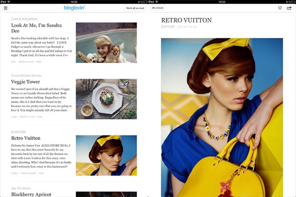 Bloglovin’ RSS Reader Focuses On Fashion and Lifestyle, Gets iPad Support