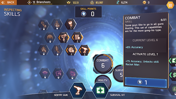 Shadowgun Legends Combat skill tree screenshot