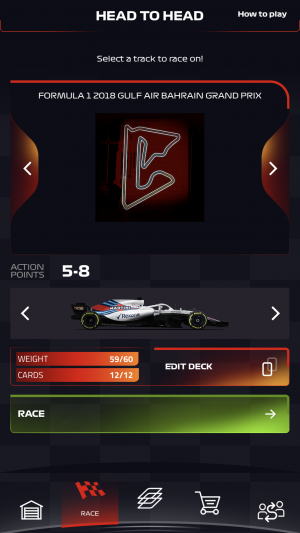 F1 Trading Card Game review screenshot - The pre-race screen