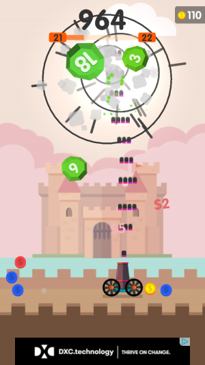 Ball Blast iOS guide screenshot - Shooting near a castle