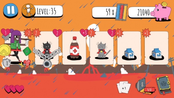 Knights of the Card Table iOS screenshot - Fighting some lava cats